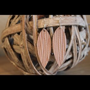 Rose Embossed Leather Leaf Earrings